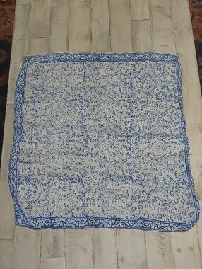 Blue & White Floral Silk Square Scarf